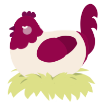 A cream and maroon chicken with a head pattern