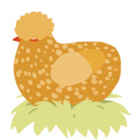 A orange and honey chicken with a speckle pattern