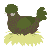 A bark and olive chicken with a lace pattern