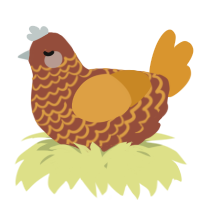 A russet and orange chicken with a lace pattern