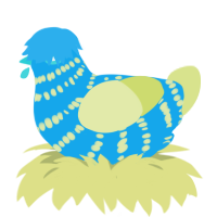 Fuhuhluhtoogan, a sky and lemon chicken with a bar pattern