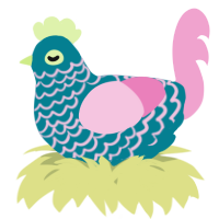 A sea and pink chicken with a lace pattern