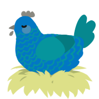 A sapphire and teal chicken with a lace pattern