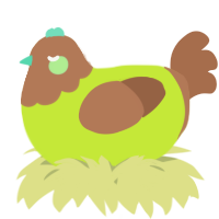 A lime and brown chicken with a head pattern