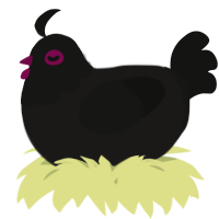 A sable and black chicken with a head pattern