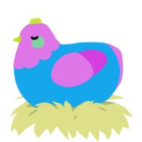 A sky and orchid chicken with a head pattern