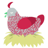 Xmas Swirled Cookie, a silver and crimson chicken with a double-lace pattern