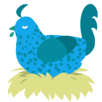 A sky and sea chicken with a speckle pattern