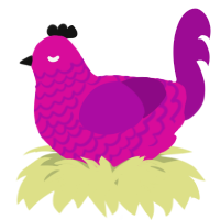 A fuchsia and plum chicken with a lace pattern