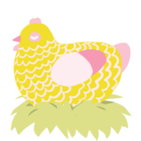Haper, a yellow and rose chicken with a lace pattern