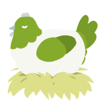 A white and chartreuse chicken with a head pattern