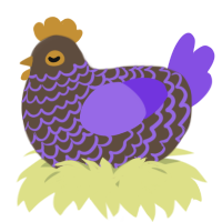 A bark and blurple chicken with a lace pattern