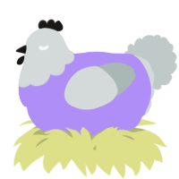 A lilac and silver chicken with a head pattern