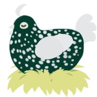 A rose and sable chicken with a speckle pattern