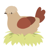 A beige and russet chicken