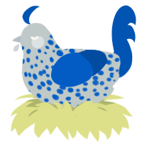Sterling Silver, a silver and ultramarine chicken with a speckle pattern