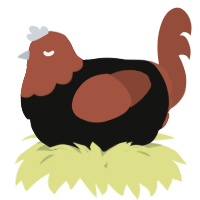 A black and russet chicken with a head pattern