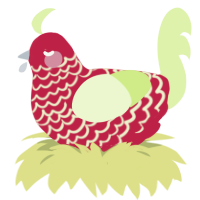 Happy New Year, a crimson and apple chicken with a lace pattern