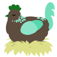A bark and mint chicken with a neck-speckle pattern