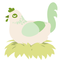A cream and gluppy chicken with a neck-speckle pattern