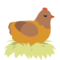 A orange and brown chicken with a head pattern