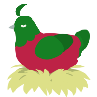 A crimson and leaf chicken with a head pattern