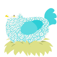 Seabreeze, a white and aqua chicken with a double-lace pattern