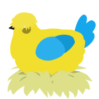 A yellow and sky chicken