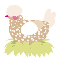 A beige and cream chicken with a speckle pattern