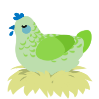 A gluppy and grass chicken with a half-lace pattern
