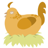A honey and ochre chicken with a neck-speckle pattern