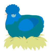 A sea and sapphire chicken with a head pattern