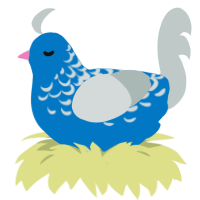 Trans Pacific, a sapphire and silver chicken with a half-lace pattern