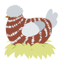 A russet and mist chicken with a bar pattern