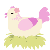 A cream and lavender chicken with a neck-speckle pattern