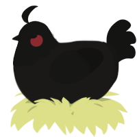 A sable and black chicken with a head pattern