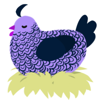 A lilac and tumblr chicken with a double-lace pattern