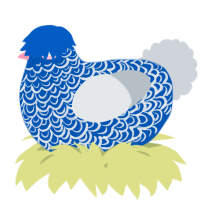 A ultramarine and mist chicken with a double-lace pattern