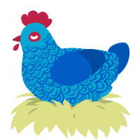 A cerulean and ultramarine chicken with a double-lace pattern