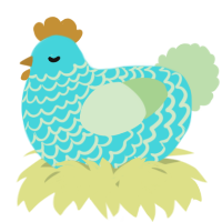 A aqua and gluppy chicken with a lace pattern