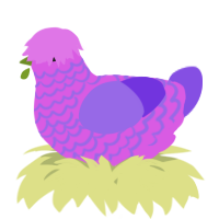 A orchid and blurple chicken with a lace pattern