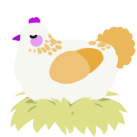 A white and honey chicken with a neck-speckle pattern