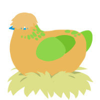A honey and grass chicken with a neck-speckle pattern