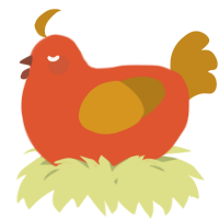 A vermilion and ochre chicken