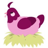 A pink and wine chicken with a head pattern