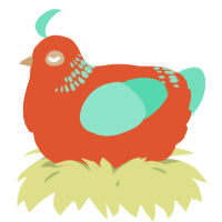 A vermilion and mint chicken with a neck-band pattern