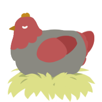 A ash and red chicken with a head pattern