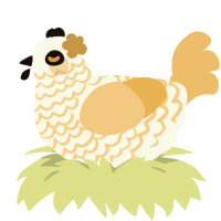 A white and honey chicken with a lace pattern