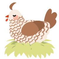A cream and brown chicken with a lace pattern
