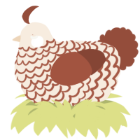 A cream and russet chicken with a lace pattern